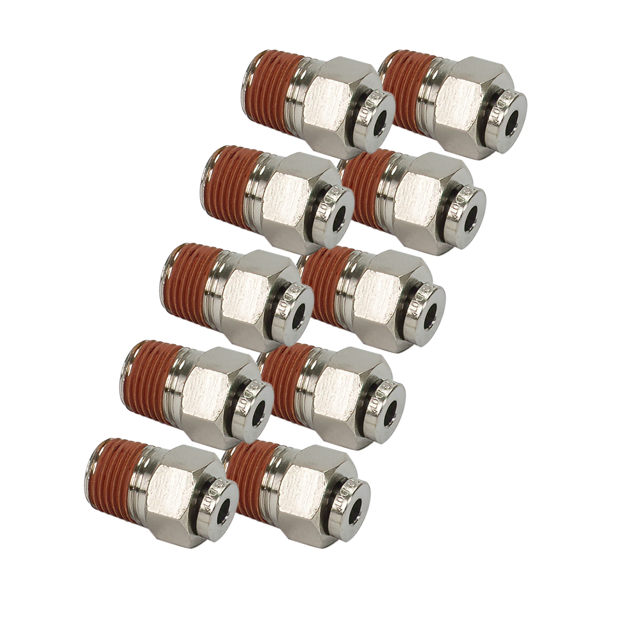 Viair Airline Straight Push-to-Connect Fitting - 1/8in. NPT, Nickel-Plated Brass, 200 PSI, Model# 11866-BP